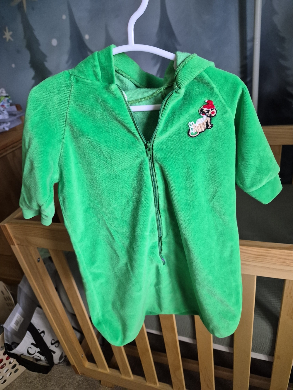 Vintage Little Me Green Hooded Sleep Sack with Front Zip and Patch